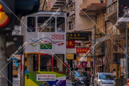 Street view of North Point with Hong Kong Tramway, No.4