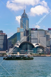 View of  the high-rise buildings of Wan Chai with Star Ferry, No.1