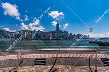 View of the high-rise buildings of Hong Kong Island and Kowloon Public Pier, Tsim Sha Tsui, No.3