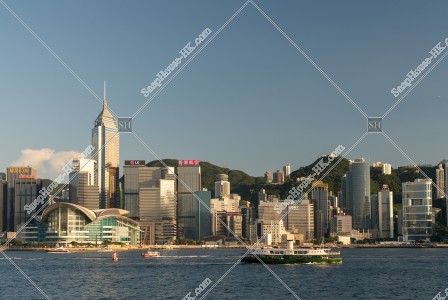 Evening scene of Wan Chai with Star Ferry