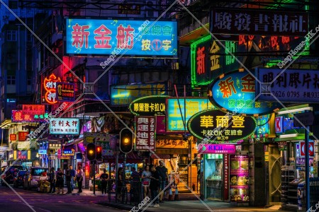 Night view of signboards, Mong Kok, No.1