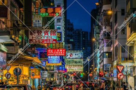 Night view of signboards, Mong Kok, No.6