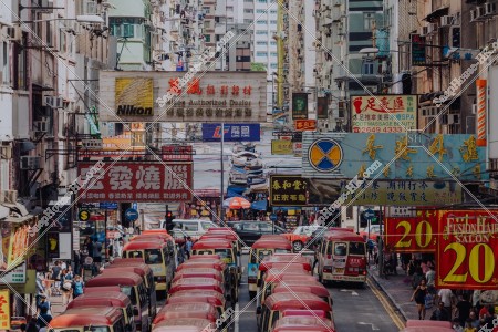 View of signboards and minibus, Mong Kok, No.2