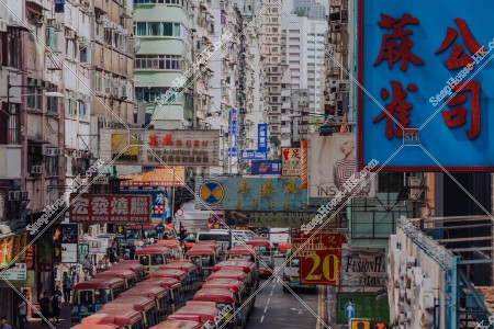 View of signboards and minibus, Mong Kok, No.5