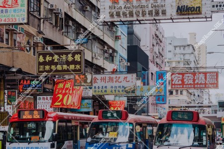 View of signboards and minibus, Mong Kok, No.9
