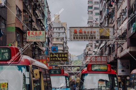 View of signboards and minibus, Mong Kok, No.11