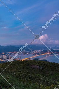 Sunset View of Tsing Ma Bridge and Ting Kau Bridge, No.3