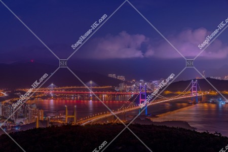 Night view of Tsing Ma Bridge and Ting Kau Bridge, No.2