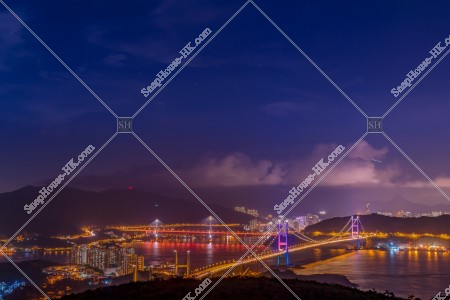 Night view of Tsing Ma Bridge and Ting Kau Bridge, No.4