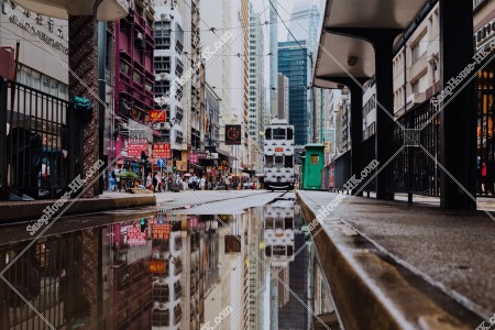 View of Sheung Wan with Hong Kong Tram, No.6