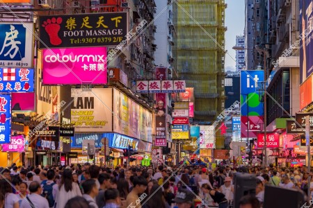 Night street view of Sai Yeung Choi Street with people, Mong Kok, No.1
