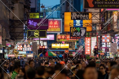 Night street view of Sai Yeung Choi Street with people, Mong Kok, No.6