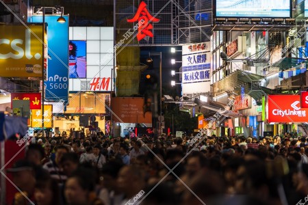 Night street view of Sai Yeung Choi Street with people, Mong Kok, No.11