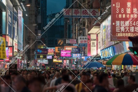 Night street view of Sai Yeung Choi Street with people, Mong Kok, No.12
