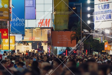 Night street view of Sai Yeung Choi Street with people, Mong Kok, No.13