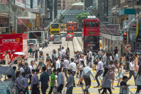 People across the road at Des Voeux Road Central, Central