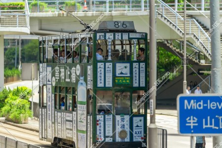 Hong Kong Tramway traveling through Central
