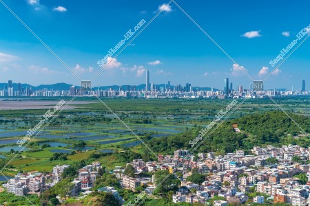 View of ponds at Fung Lok Wai, and Shenzhen, No.2
