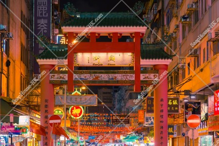The gate of Temple Street at night, Jordan, No.7