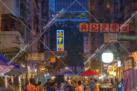 Night street view of Temple Street, No.3