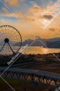 Sunrise scenery with The Hong Kong Observation Wheel, Central, No.3