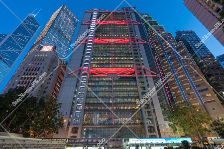 Evening view of  the Financial high-rise buildings at Central, No.4