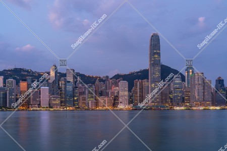 View of the high-rise buildings at Central before dawn, No.2