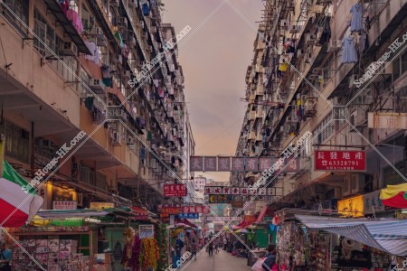 View of old town at Sham Shui Po with signboards, No.1