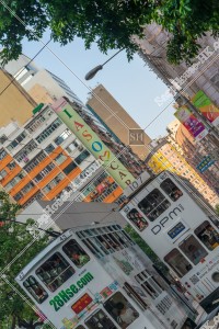 Street view of Wan Chai with Hong Kong Tramway, No.2