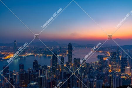 View of Hong Kong at dawn from The Peak, No.4