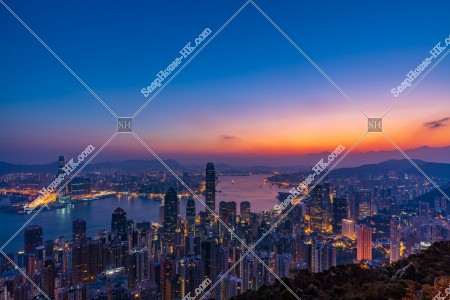 View of Hong Kong at dawn from The Peak, No.5