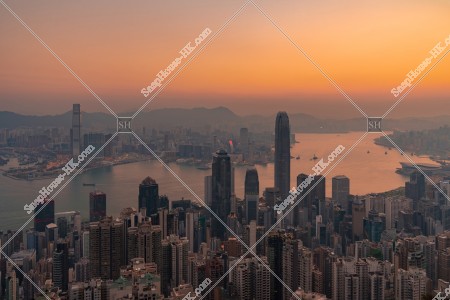 View of Hong Kong at dawn from The Peak, No.7