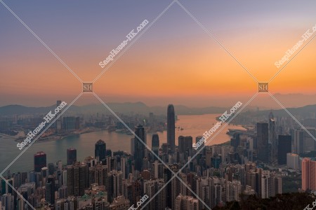 View of Hong Kong at dawn from The Peak, No.8