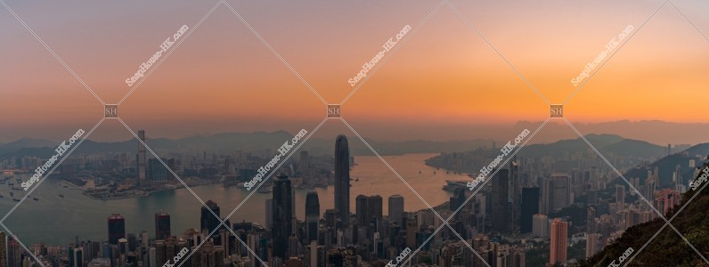 Panoramatic iew of Hong Kong at dawn from The Peak, No.2