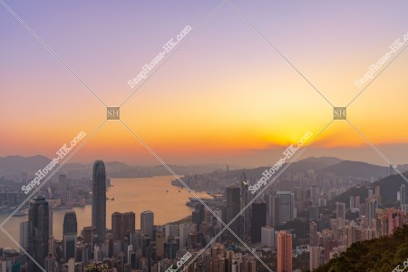 Sunrise view of Hong Kong from The Peak, No.3