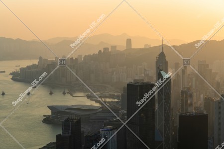 Morning view of Hong Kong Island from The Peak, No.2