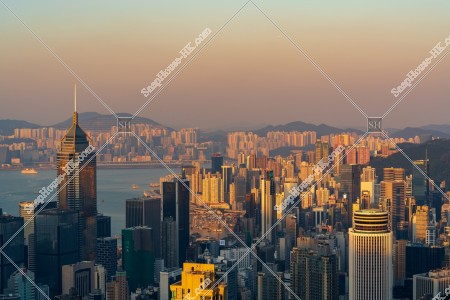 Evening view of the high-rise buildings in Hong Kong Island, No.1