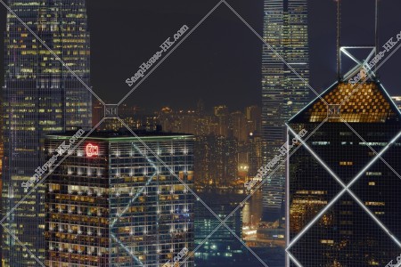 Night view of the high-rise buildings at Central and West Kowloon, No.3