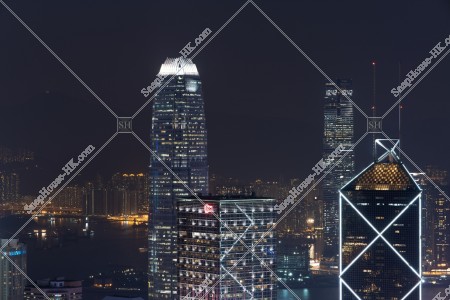 Night view of the high-rise buildings at Central and West Kowloon, No.4