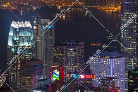 Night view of the high-rise buildings at Central, No.3