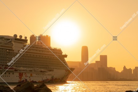 Sunset view with a cruise ship, No.1