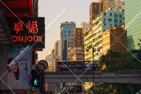 Evening street view of Nathan Road, at Yau Ma Tei, No.4