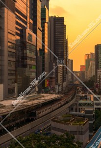 Evening view of Kwun Tong with MTR train, No.4