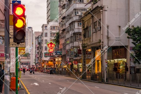 Evening street view of Shanghai Street at Yau Ma Tei, No.1