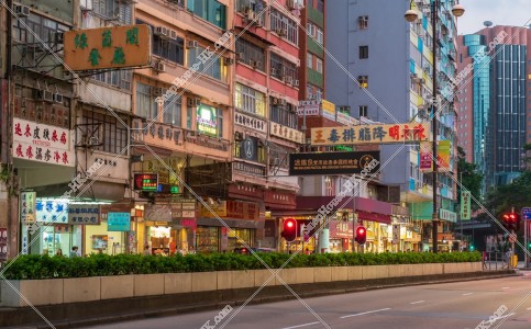 Evening street view of Nathan Road at Yau Ma Tei, No.4