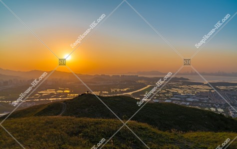 Sunset view of rural area at Yuen Long from Kai Kung Leng, No.1