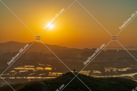 Sunset view of rural area at Yuen Long from Kai Kung Leng, No.2