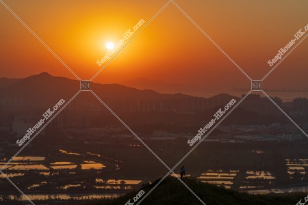 Sunset view of rural area at Yuen Long from Kai Kung Leng, No.3