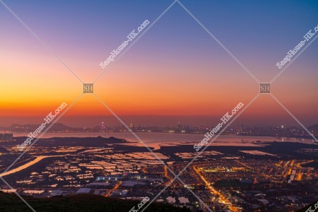 Evening view of rural area at Yuen Long and Shenzhen, No.8