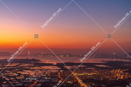 Evening view of rural area at Yuen Long and Shenzhen, No.9